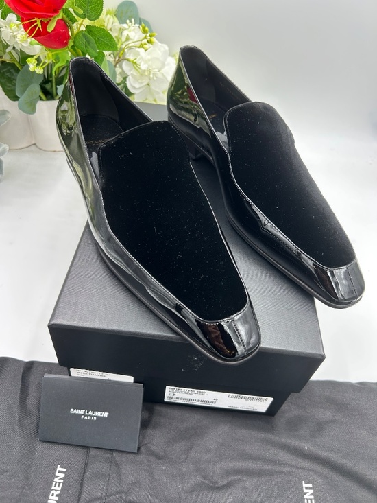 Men’s Saint Laurent patent/velvet loafers. Size 45/12 US.  Made in Italy. main image 14